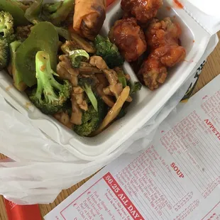 $6.25 All Day Special: Tai Chin Chicken with spring roll &amp; sweet and sour pork side