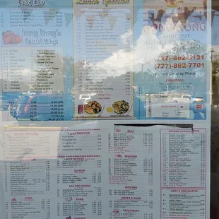 the menu of a restaurant