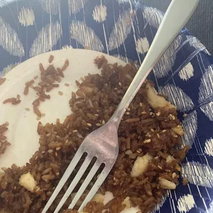 Fried rice.  FINALLY!  The rice was the right color and the chicken the right size!!!!   Usually too large.