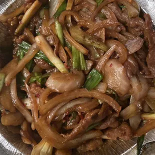 Their version of Mongolian beef, a bowl of onions with a few pieces of beef. Can I get a refund?
