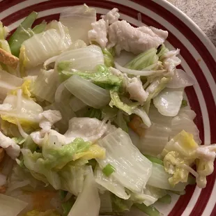 Chow mein sauce taste like water. Vegetables were soggy and from the bottom of the stalk. No use in asking for a refund to be argued with