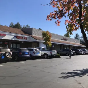 the parking lot of a chinese restaurant