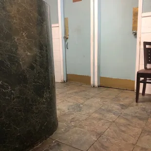 The restroom door