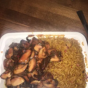 Bourbon chicken with fried rice