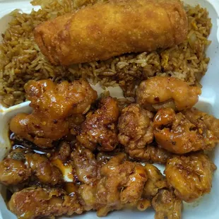General Tso's chicken and egg roll