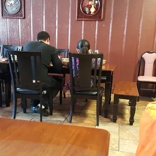 Wait staff on a well deserved lunch break.