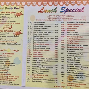 Menu-November 2021  Lunch and Family specials