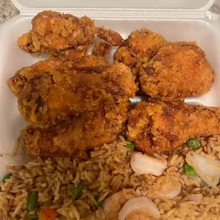 Fried Chicken Wing and rice
