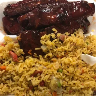 Bar - b - q Spare Ribs and fried rice