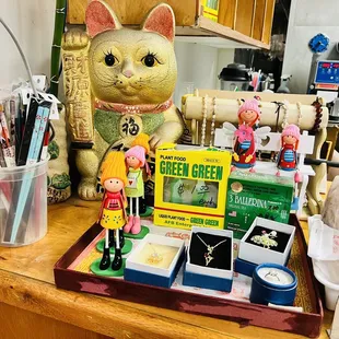 a display of various items