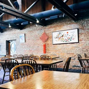 tables and chairs in a restaurant