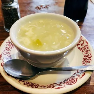 a bowl of soup and a spoon