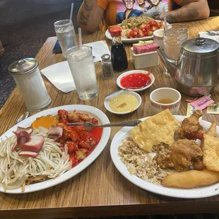 #2 dinner in front and in the back is the Shanghai special lunch with rice and sweet n sour chicken.