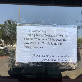 Hong Kong closed for a Month.