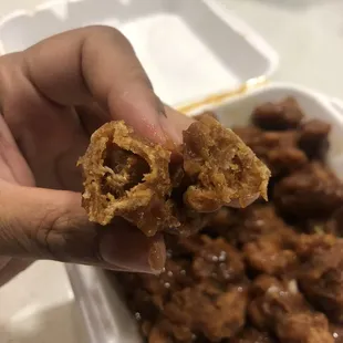 Inside orange chicken