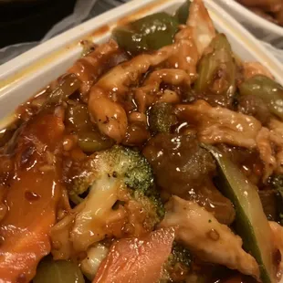 chicken and vegetables in a sauce