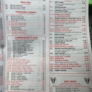 Menu as of 2/26/18