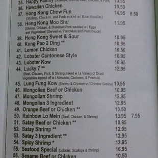 menu