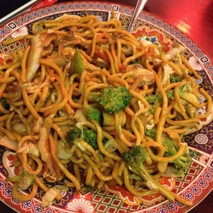 Vegetable lo mein ordered from the menu