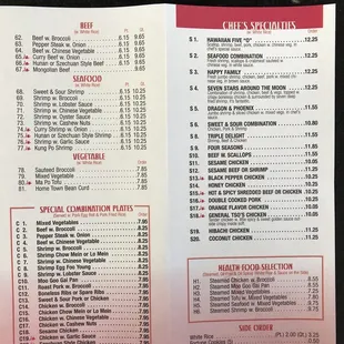 menu