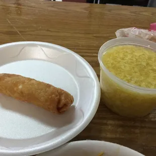 Egg roll and egg drop soup