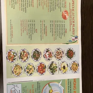 the menu for the restaurant