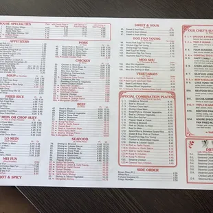 menu