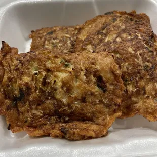 Chicken Egg Foo Young pretty and fresh, but bland