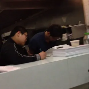 Guy passed out keying in an order.