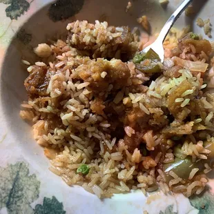 Orange chicken &amp; Shrimo fried rice