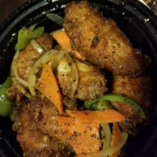 Salt &amp; pepper chicken - pretty salty, but that&apos;s what I expected.
