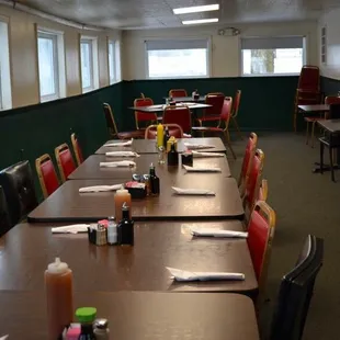 empty tables and chairs