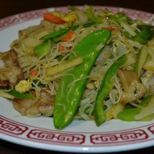 a plate of stir fried vegetables