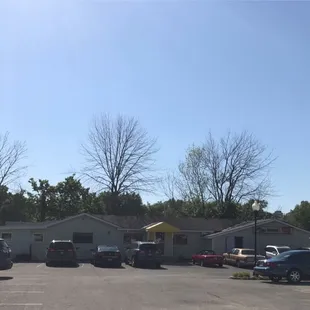 a parking lot full of cars