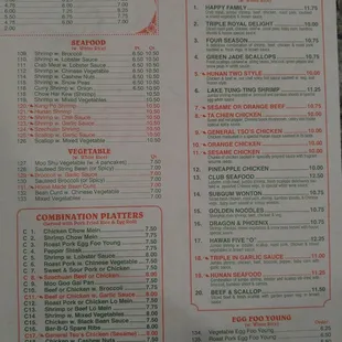 Menu right half