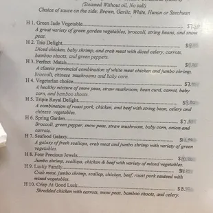 Health diet menu
