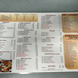 Takeout menu