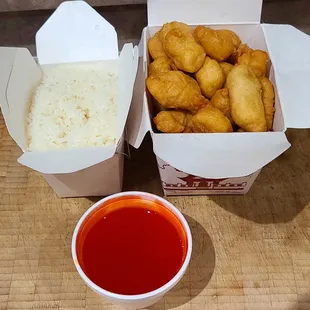 Large Sweet and Sour Chicken.