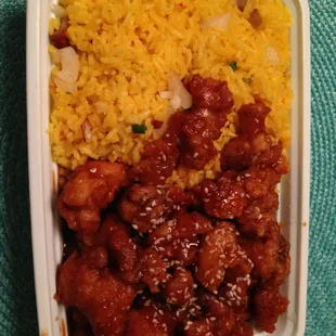 Sesame chicken w/fried rice.