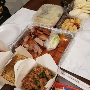 Shrimp Fried Rice, Peking Duck, Salt &amp; Pepper Pork Chops,