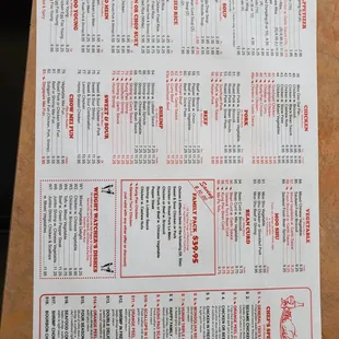 Back of Menu