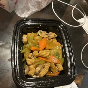 I took the chicken out, a bowl of vegetables for 15.00 is crazy