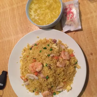 Combination House Fried Rice (Large) with Egg Drop Soup (Large)