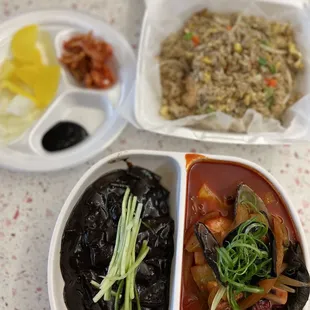 a variety of asian food items