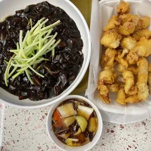 #16 - Noodle w/Black Bean Sauce + Sweet &amp; Sour Pork (sauce on the side)