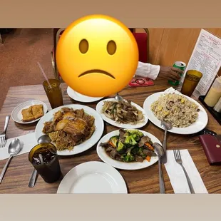 Char Siu Fried Rice, Beef Broccoli, Oyster Sauce Chicken with Cake Noodle House Specials, Mongolian Beef