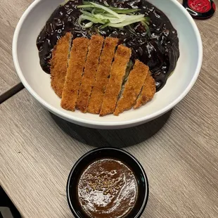 Jajangmyeon with pork cutlet