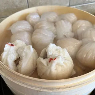 Har Gow and Steamed Vegetable Bun