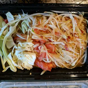 Freshly Made Papaya Salad! (HOT)
