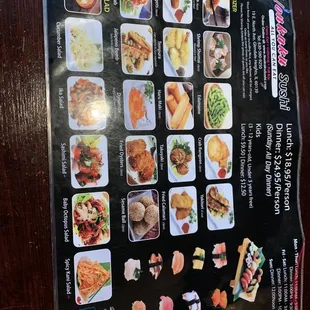 the menu for the restaurant